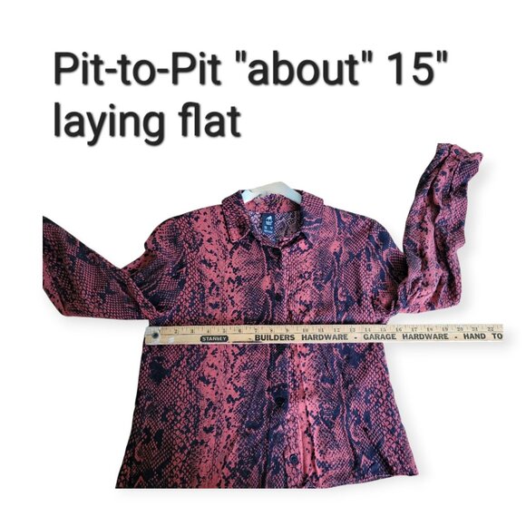 Cuidado Con El Perro Snakeskin Button-Up Rust/Black Size S - Picture 5 of 9